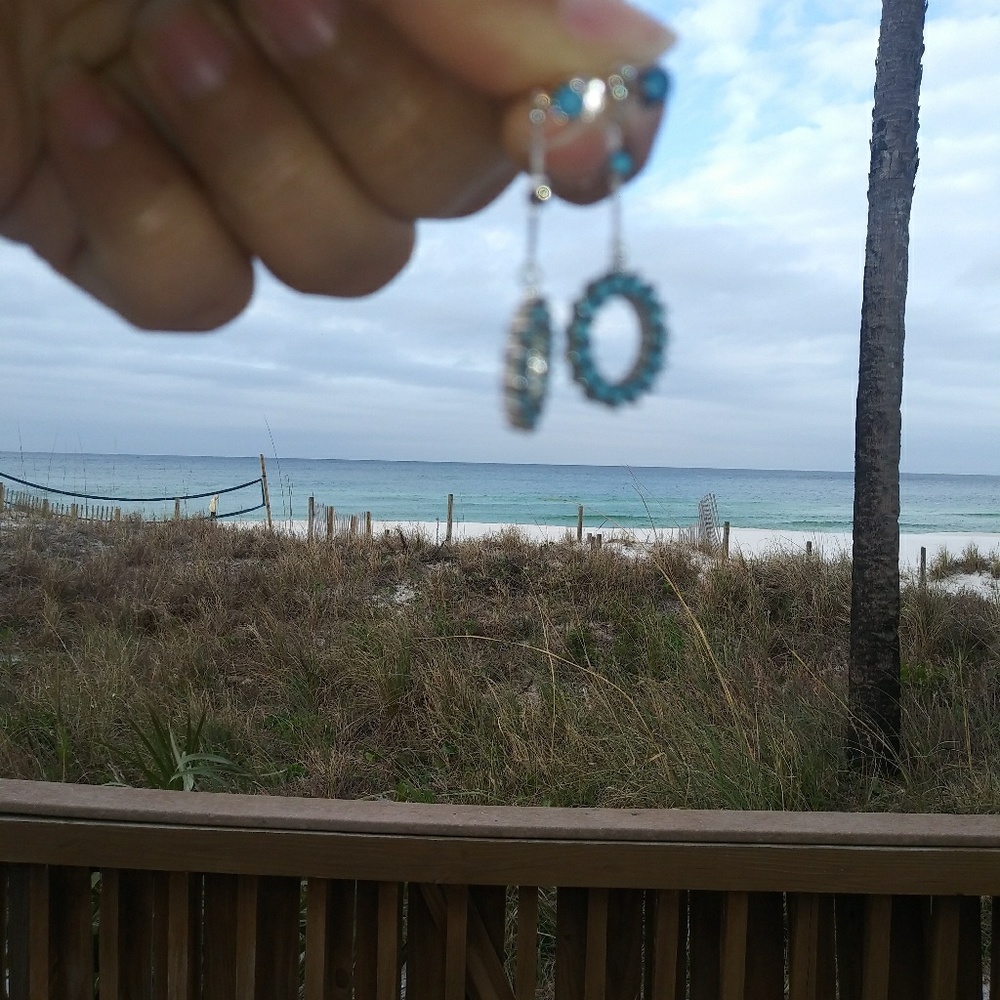 2x$30 Sterling Silver 925 Ocean Blue earrings. - Picture 4 of 4